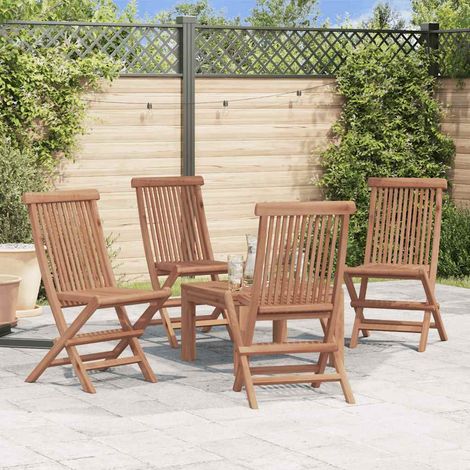 vidaXL Sedie da Giardino Pieghevoli 4 pz in Legno Massello di Teak (1/9)