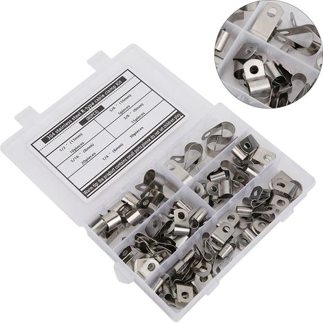Kit de 80 serre-câbles à clip de type R, pièces de quincaillerie en acier inoxydable 304 résistant à la corrosion, 6-16 mm (1/5)
