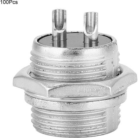 100 Pièces Connecteur Mâle Aviation 2 Broches, Coque Acier Inoxydable Universelle 16mm, Embout BERM (1/5)