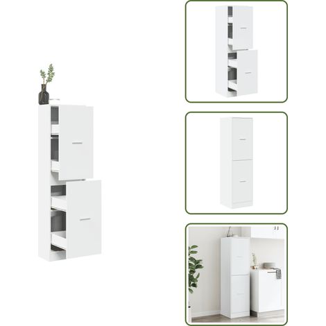 The Living Store Armario botiquín madera de ingeniería blanco 40x41x144,5 cm - Armario de almacenamiento