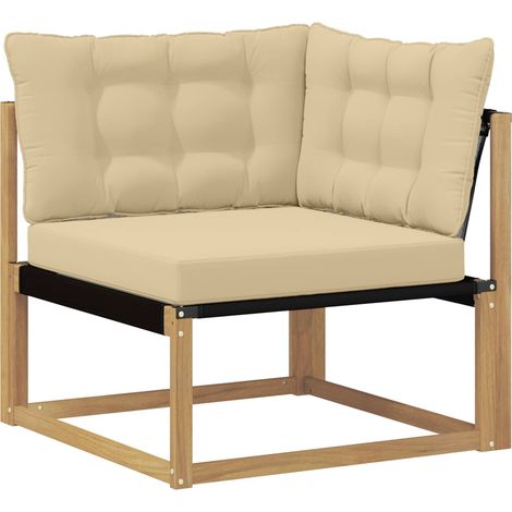 Outdoor Ecksofa Massives Akazienholz und Textilene Weiß vidaXL