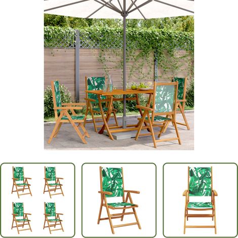 Chaise de jardin - Chaises inclinables de jardin lot de 4 vert tissu bois massif (1/5)