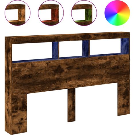 Maison Exclusive - Cabecero de cama con luz LED roble ahumado 160