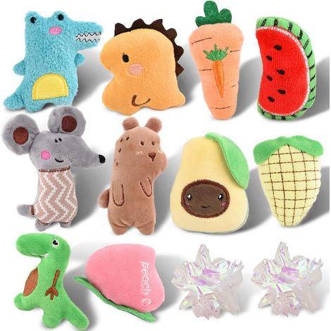 Jouet Herbe à Chat, 12 Pièces Peluche pour Chat Jouets Cataire pour Chats Interieur Catnip Peluches d'herbe à Chat Boule pour Chat et Chaton (1/5)