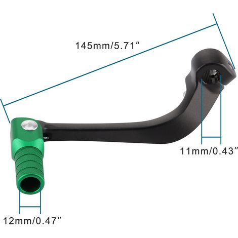Aluminum folding gear shift lever, compatible with CRF110 off-road vehicle gear shift lever, and most models with black lever and green handle. (1/4)