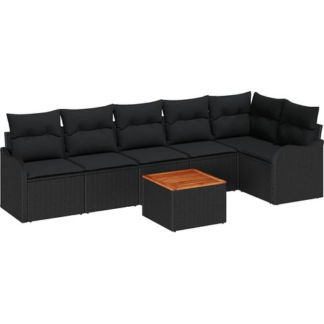 Maison Exclusive - Gartensofa-set mit Speicher 7 pcs Schwarz Poly