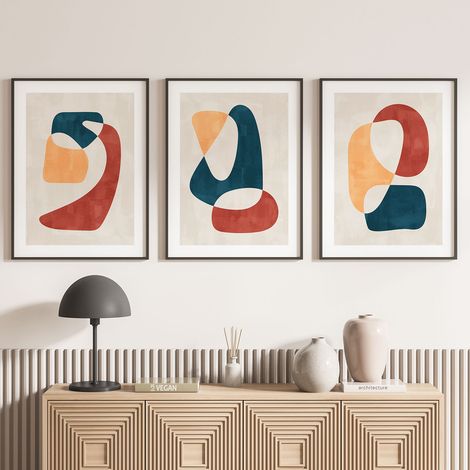 Lot de 3 Affiches / Posters Triptyque - Abstrait - 3 Affiches - 70x100 cm (Cadres non fournis) - Photo pleine page (1/5)