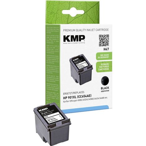 Cartouche d'encre KMP compatible pour HP 901XL (CC654AE), noire (1/3)