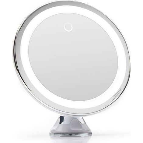 Miroir grossissant 10x lumineux LED – 14 lampes – Fixation ventouse – Éclairage naturel dimmable pour maquillage et toilettage (1/5)