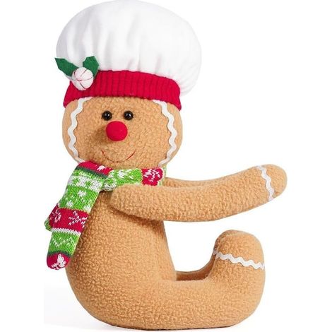 Décorations de sommet d’arbre de Noël en Bonhomme pain d’épices, Décoration en peluche amusante et mignonne de Bonhomme pain d’épices à accolade pour arbre de Noël, bouteille de vin et rideau – Décora (1/5)