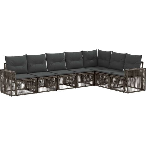 Conjunto de sofás de jardín 7 pcs Gris y Gris Oscuro vidaXL