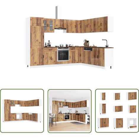 vidaXL 14-tlg. Küchenschrank-Set Kalmar Altholz-Optik Holzwerkstoff (1/5)