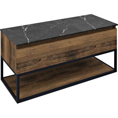 SKARA Meuble sous-vasque 100x50x45cm, noir mat/chêne Collingwood
