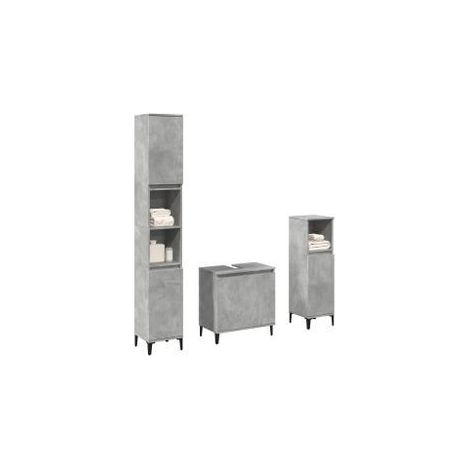 Ensemble de meubles de salle de bain 3 pcs gris béton (1/5)
