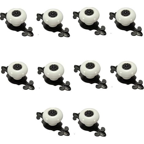 10 Pcs Poignees et boutons de tiroir, boutons de tiroir, Poignee de porte ceramique (Blanc avec noir) (1/4)
