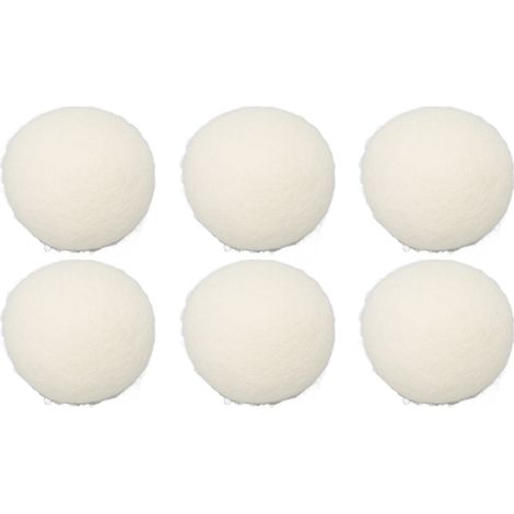 6 boules de laine pour sèche-linge réutilisables, anti-statiques, réduction des plis, adoucissantes, 2,8 pouces, économie de temps, douces pour la peau (1/5)