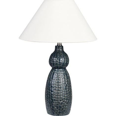 Lampada da tavolo in ceramica Luce d'ambiente Paralume nero Blu scuro e nero Matina (1/5)