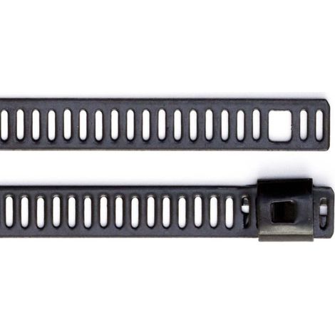 Serre-câble RS PRO Noir en Acier inoxydable revêtu de polyester, 225mm x 7 mm ( Prix pour Sachet de 100 )