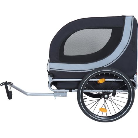 Remolque para bicicleta para perros hasta 40 kg negro y gris con enganche de seguridad (1/5)