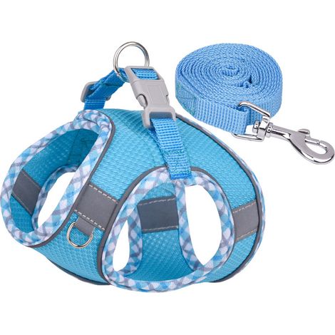 2 pièces harnais chat, ceinture anti-fugue et gilet respirant avec bande réfléchissante, pour promenades et voyages (1/5)