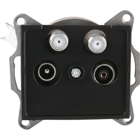 Kanlux LOGI 33597 Matte Black TV + 2x SAT Terminal Wall Outlet Socket, Final Coax Antenna Port, Modern Minimalist Flush-Mount Plate, EAN 5905339335975 (1/2)