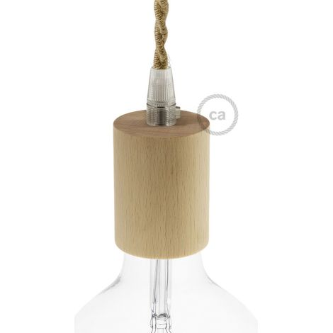 Douille E27 en bois naturel – Compatible câbles textiles – Dimensions 65x50mm – Certifiée IMQ – KBL0110 – Creative Cables (1/6)