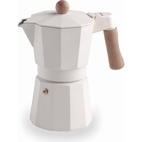 LACOR Caffettiera Trento Bianca Italiana, Caffettiera Espressa, Fusione di Alluminio, Adatta a Tutti i Tipi di Fuochi Inclusa Induzione, Capacità 6 Tazze, Finitura Bianco Opaco, 62096 (1/4)