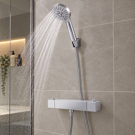 Set doccia in ottone / zinco - ABS, cromo, acqua calda-fredda, due maniglie [QLI-FA-HW304] (1/5)