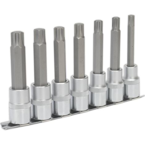 Sealey Premier Ribe Socket Bit Set 1/2""Sq Drive 100mm 7pc AK6235