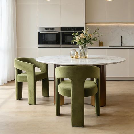 Wahson Velvet Dining Chairs 2Pcs – Chic Curved Backrest Armchairs for Kitchen, Living Room, Cafe, Green