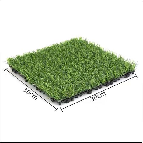 Gazon synthétique Artificiel 1 pcs Dalles Carreaux 30 x 30 cm épaisseur Confort 4 cm à emboîter Vert (1/5)