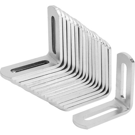 Équerre en L réglable en acier galvanisé 49 x 49 mm Kit de 16 équerres métalliques épaisseur 2,8 mm diamètre de perçage 6,7 mm Idéal pour le mobilier le bricolage les étagères (1/5)