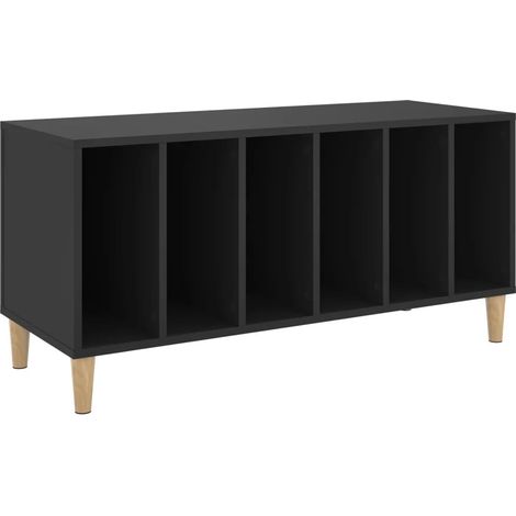 Mobile porta dischi pratico con vano contenitore 100 x 38 x 48 cm realizzato in legno composito nero 020049216