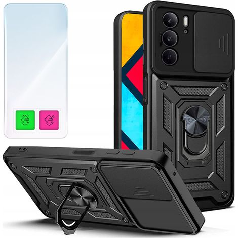 Custodia per Realme C75, cover posteriore rinforzata in vetro 9H.
