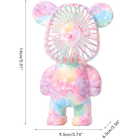 Ventilateur portatif rechargeable mignon ours coloré pour enfants filles garçons activités extérieures cadeau d'été (1/3)
