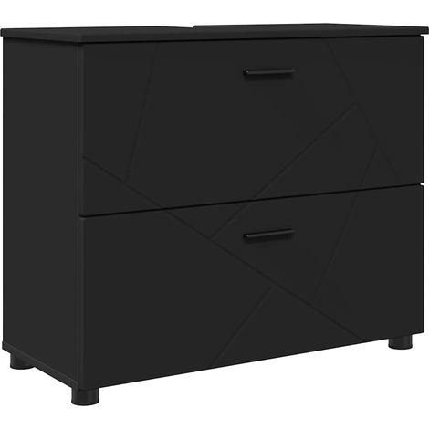 Cabinet de salle de bain avec tiroir Noir 76,5 x 35 x 64 cm CFW791830 (1/5)