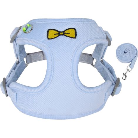 GARRYFIZH Petit Harnais Réfléchissant pour Chien – Veste avec Laisse Intégrée pour Promenade en Ville, Sécurité Nocturne (Bleu)