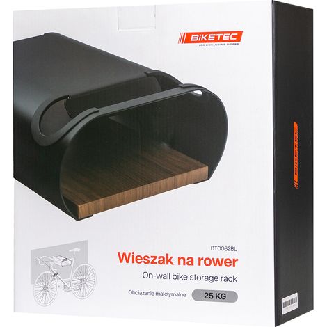 Porte-vélos mural BIKETEC, noir, avec étagère (1/5)