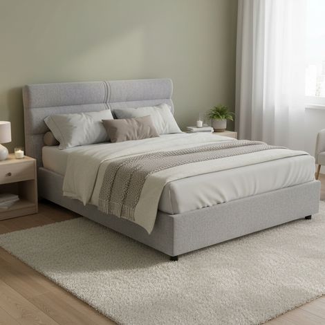Doppelbett Briaglia, abnehmbarer Bezug, Bettkasten Made in Italy, Matratzengröße 160x200 cm, Grau (1/5)