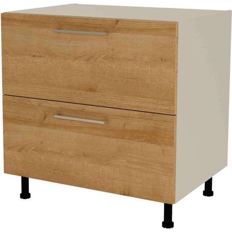 Mueble de cocina bajo cacerolero en gris cream y roble vega. 85 cm(alto)80 cm(ancho)60 cm(largo)