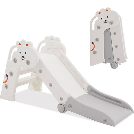 Children's Slide for 1-3 Years, Foldable, Outdoor and Indoor Garden Slide for Toddlers, Rounded Corners to Save Space (Grey, 111 x 37 x 54 cm) (1/5)