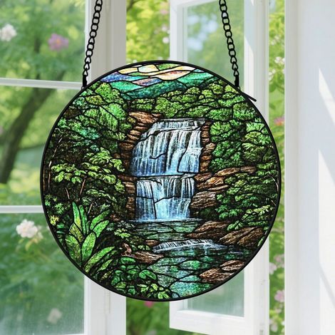 12.5cm Suspension en vitrail - Attrape-soleil en verre pour fenêtre, décoration minimaliste, cadeau Fête des Pères, Anniversaire pour homme, femme, maman (1/5)