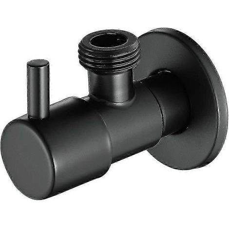 Robinet d'arrêt d'eau à angle noir en acier inoxydable 304, étanche, pour eau chaude et froide, usage général dans la salle de bain (1/5)