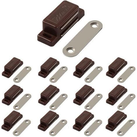 FENOPLASTICA(Marron, 12 Pack)Magnétique de Placard Idéal pour Portes d'armoire, Tiroirs et Volets Loquet Magnétique (1/4)