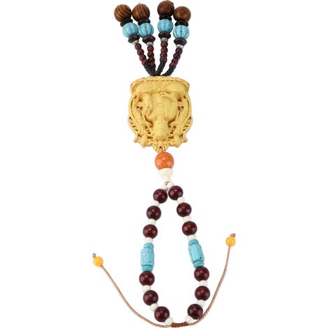 Décoration Bouddha Compact Porte-bonheur, ornement décoratif attrayant en buis jaune pour voiture, suspension intérieure (1/5)