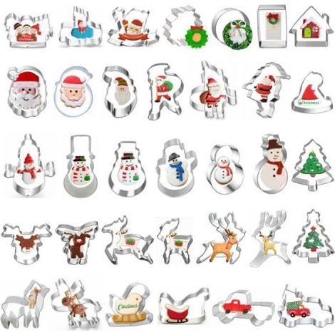 Emporte-Piece - Acier Inoxydable - Formes Noel - 34 Pièces - Pour Biscuits Pâtisserie Fondant Décorations Gâteaux - Lot Complet (1/5)