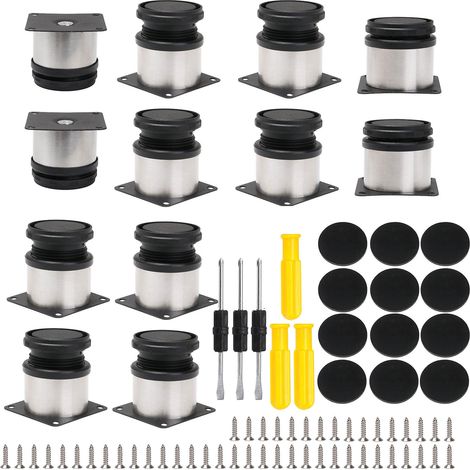 12 pieds de table réglables en acier inoxydable avec vis, 1,97 pouces x 1,97 pouces. (1/5)