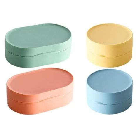 Boite a Savon Voyage 4pièces, Porte Savon Solide Etanche Soap Box pour Randonnée Douche Salle de Bain École Gym (1/5)