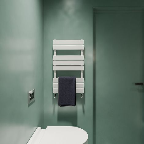 Acezanble White Flat Panel Heated Towel Rail Bathroom Ladder Radiator 800 x 450mm (1/4)