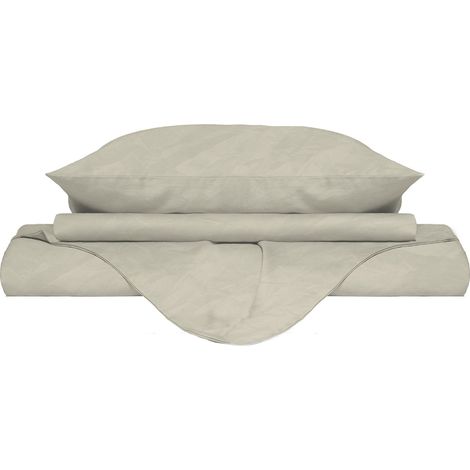Copripiumino Matrimoniale con Sacco e Federe Linea Water Washed Crema